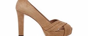 Womens beige suede peep-toe heels