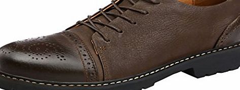 GUCIHEAVEN  Mens Brogue Leather Casual Fashion British Style Shoe Size 44 EU Coffee