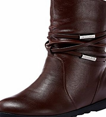 GUCIHEAVEN  Womens New Style Inner Elevator Flat Sole Mid Heel Winter Short Martin Boot Size 35 EU Brown