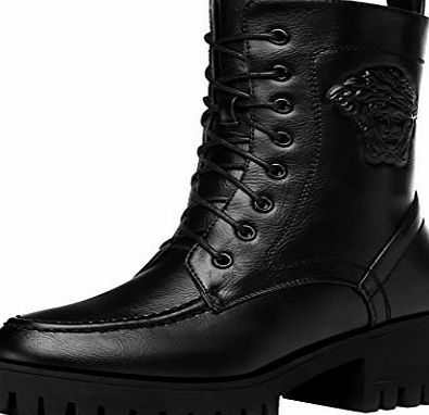 GUCIHEAVEN  Womens Thickened Winter British Style Mid Heel Velvet Warm Short Martin Boot Size 39 EU Black