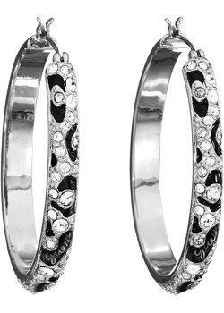 Alloy Black And Crystal Hoop Earrings