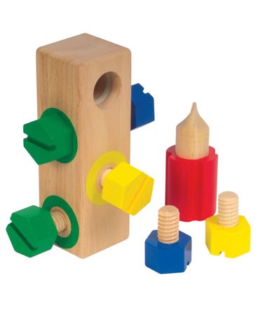 Wooden Manipulative Hand-Eye Colour Screw Block