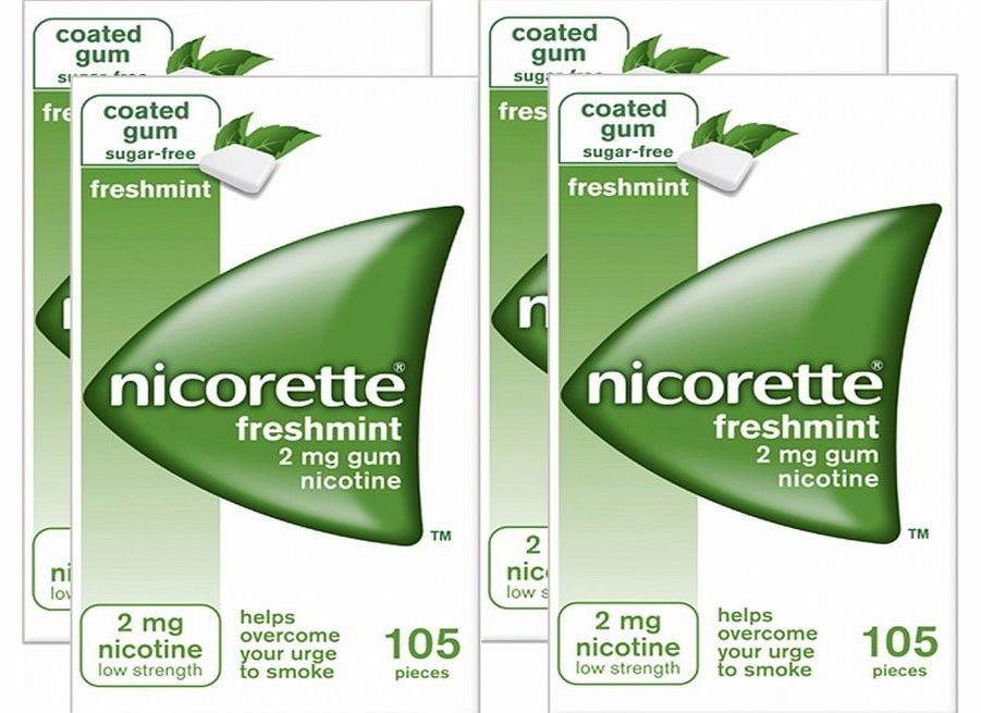 Nicorette 2mg Fresh Mint Gum Four Pack (4 x 105