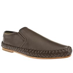 Male Caligula Weave Loafer Leather Upper in Dark Brown, White