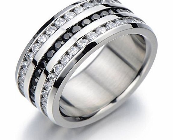 H C Sparking Eternity Ring Wedding Band Engagement Ring Stainless Steel with Swarovski Zirconia for Men and Women(10a)