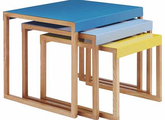 Habitat Kilo Blue and Yellow Nest of 3 Tables