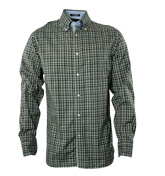 Green and White Check Long Sleeve Shirt