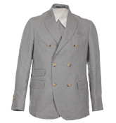 Grey Solid Linen Blazer