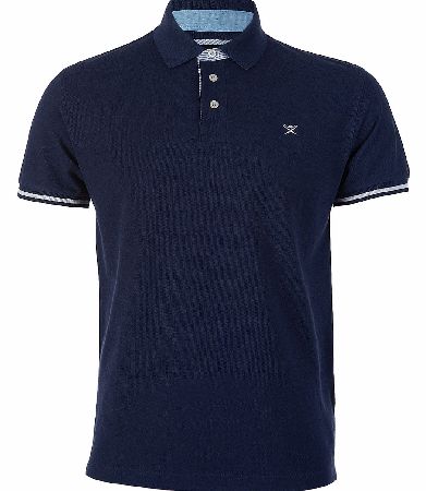 Hackett Jacquard Collar Polo Navy