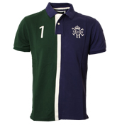 Purple and Green Split Pique Polo Shirt