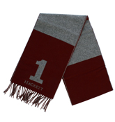 Wine and Grey Stripe Tassle Scarf