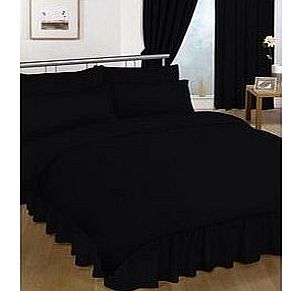 HALA TEXTILE Double Valance sheet Black Colour 18 Colours Available Plain Colour Valance Sheet