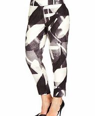 Black printed silk blend trousers