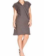 Dark grey pure silk wrap dress