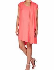 Orange scarf detail cap sleeve dress