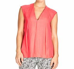 Halston Heritage Orange sleeveless silk blend blouse