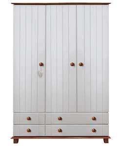 3 Door 4 Drawer Wardrobe - White