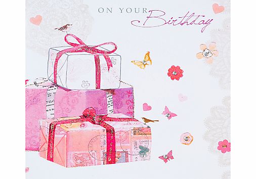 Pink Gifts Birthday Card