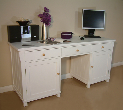 Twin Pedestal Hidden Computer Desk