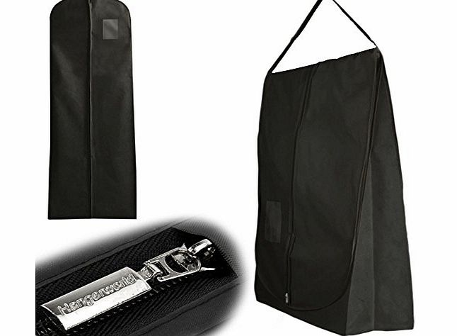 HANGERWORLD BLACK 72`` BLACK WEDDING DRESS TRAVEL CARRY COVER - Protection when transporting Bridal Wear 