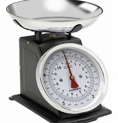 Hanson Traditional Metal Upright Scale with Stainless Steel Bowl, 5KG, Black