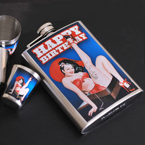 Birthday Hip Flask and Shot Gift Set