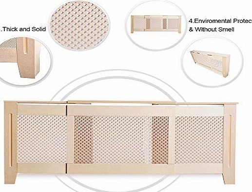 Happyjoy Traditional Style Radiator Cover Radiator Cabinet Shelf MDF Covers Adjustable Size 1300mm up to 1950mm