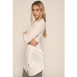 Monrow Long Vintage Wool Mix Pleated Cardigan in