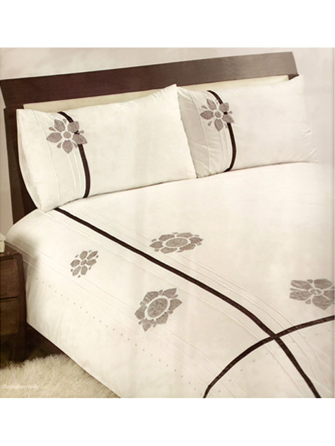 Harmony Platinum Flower King Size Duvet Cover