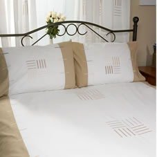 Harmony Platinum Linear Square Duvet Set Beige