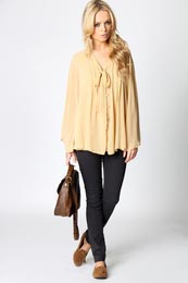 Harvey Georgette Tie Neck Cape Sleeve Blouse