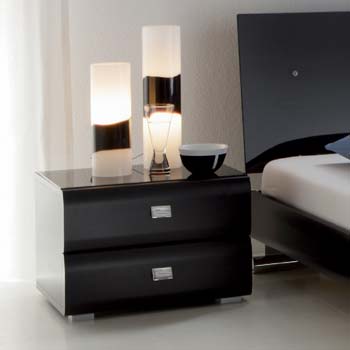 Caro 2 Drawer Bedside Table in Black