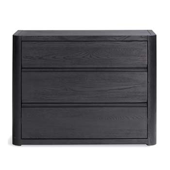 Kari Solid Oak 3 Drawer Chest in Black