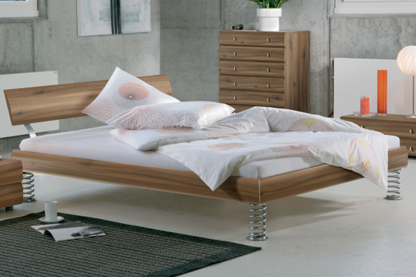 Softline Walnut Bed Frame with Jump Chrome Legs