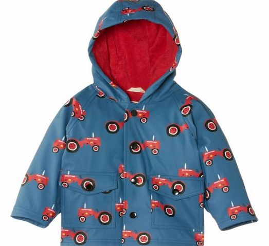 Hatley Baby Boys Infant Farmer Jack Raincoat, Blue, 12-18 Months (Manufacturer Size:18 Months)