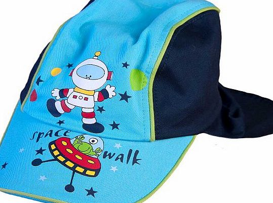 Hats, Hats, Hats Space Monsters Boys Summer Sun Legionnaires Cap - Blue - 2/6 Years