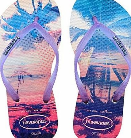 Havaianas Womens Slim Paisage Flip Flops - Purple (White/Purple 2650), 5 UK (39/40 EU)