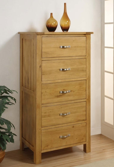 Oak 5 Drawer Wellington Chest Of Drawers