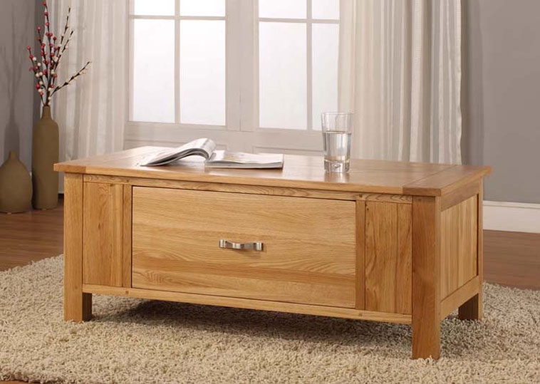 Havana Oak Coffee Table with Push Pull Drawer -