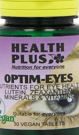 Health Plus Optim-Eyes Lutein Formula Vision and Eye Health Supplement - 30 Tablets