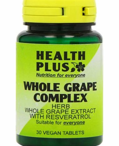 Health Plus Whole Grape Complex Antioxidant Plant Supplement - 30 Tablets