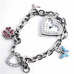 Heart Clock Charm Bracelet