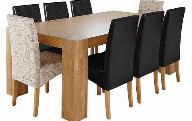 Alston Oak Table & 6 Black & 2