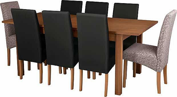 Bromfield Oak Table & 6 Black 2