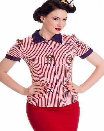 Hell Bunny Moussaillon Blouse - Size: S 6434
