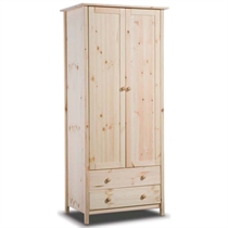 Natural Pine 2 Door 2 Drawer Wardrobe