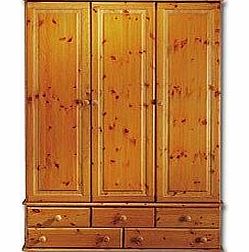 Helvetia Wycombe 3 Door 5 Drawer Wardrobe Pine