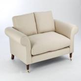 2 seater sofa - Dorchester Linen Flock - Dark leg stain