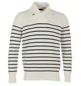 Duke Cream and Navy Shawl Neck Sweater
