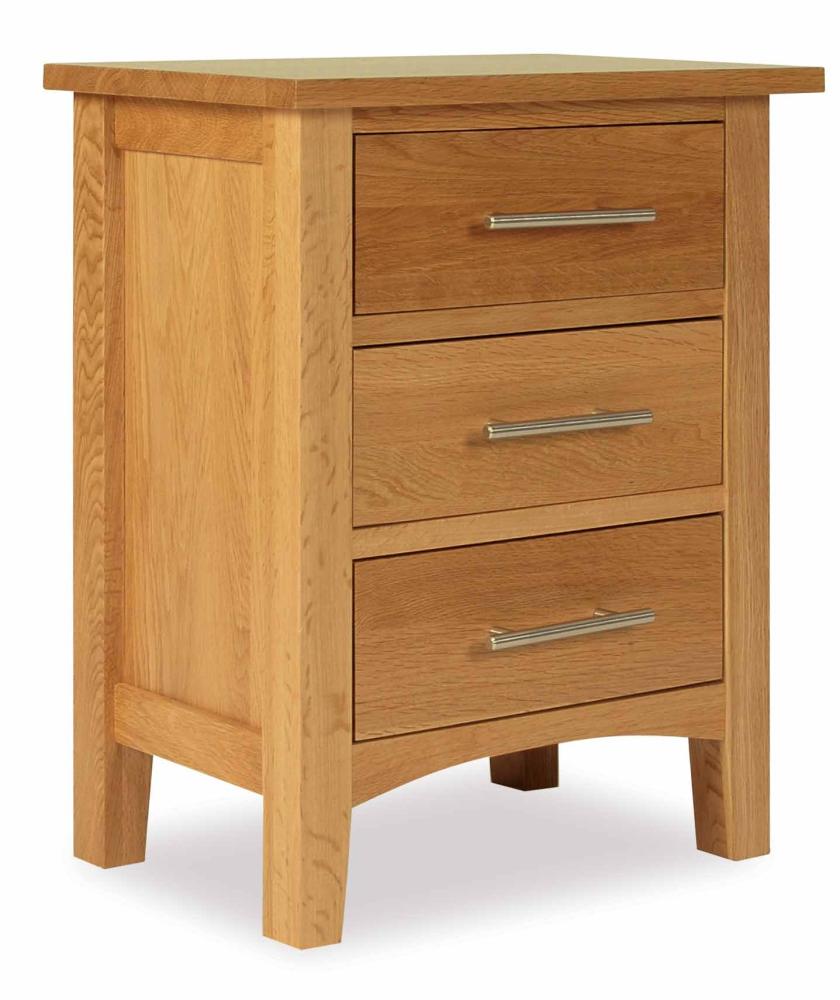 Oak 3 Drawer Bedside Cabinet